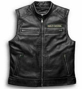 Men's Motorcycle Passing Link Cowhide Black Leather Vest - Handmade Sleeveless Black Leather Vest for Men - MNCLeather